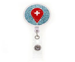 10 pièces gouttes rouges de sang avec porte-badge d'identification de forme ronde rétractable pour infirmière accessoires médicaux bobines d'insigne avec Clip5680826