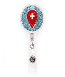 10 stuks rode bloeddruppels met intrekbare ronde ID-badge naamhouder voor verpleegkundige medische accessoires badgerollen met clip9733516