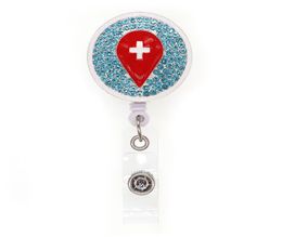 10 Uds. Gotas rojas de sangre con soporte de nombre de tarjeta de identificación de forma redonda retráctil para accesorios médicos de enfermera carretes de insignia con Clip8689987