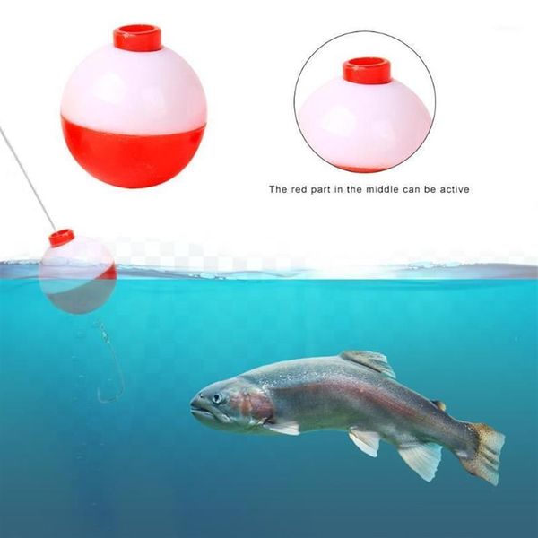 Ensemble de Bobber de pêche rouge et blanc, bouée flottante ronde en plastique, équipement de plein air, fournitures pratiques de sport, accessoires 1289q, 10 pièces