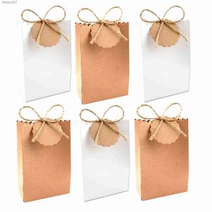 10 stuks Retro Kraftpapier DIY Gift Bag Sieraden Cookie Bruiloft Gunst Snoep Doos Voedsel Verpakking Zak Met Touw verjaardagsfeestje Decor L230620
