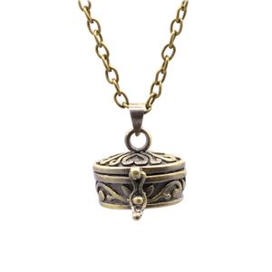 10 stks Retro Round Box Pet Ashes Souvenir Mini Cremation Wishing Hanger Bronze Necklace Ash Pendant