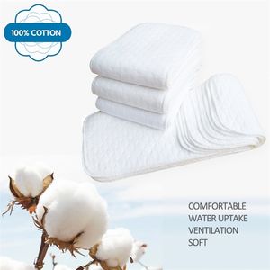 10pcs couches réutilisables pour bébés inserts de couches en tissu 1 pièce 3 couches insert 100% coton lavable bébés soins couche écologique 220720