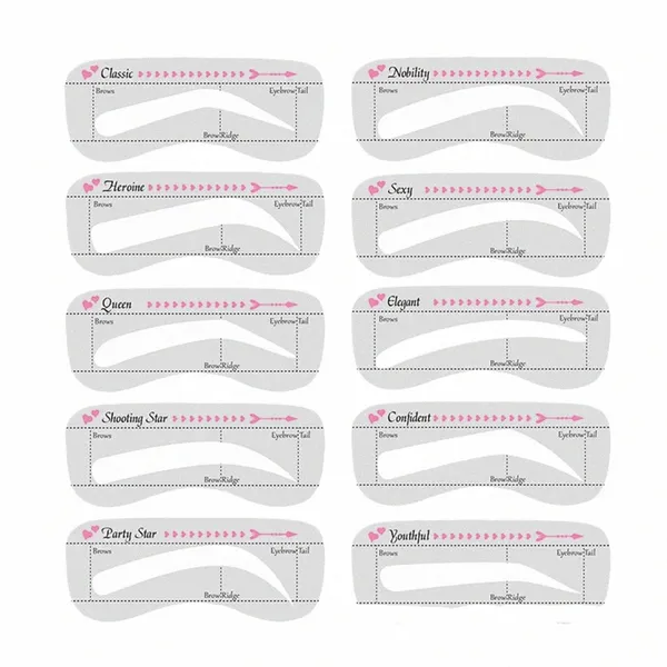 10pcs Réutilisable Sourcils Pochoir Set Sourcils Dessin Guide Style Sha Toilettage Modèle Carte Maquillage Délié Brow Stamp U2Ir #