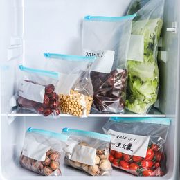 10pcs Reusable Fresh Zipper Bag For Food Plastic Bags Fruit Vegetable Bags Ziplock Food Bag Kitchen Food Storage Bag Organizer HH363