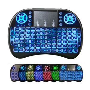 Mini teclado inalámbrico i8 retroiluminado 2,4G Air Mouse Control remoto Touchpad batería de litio recargable para Android TV Box