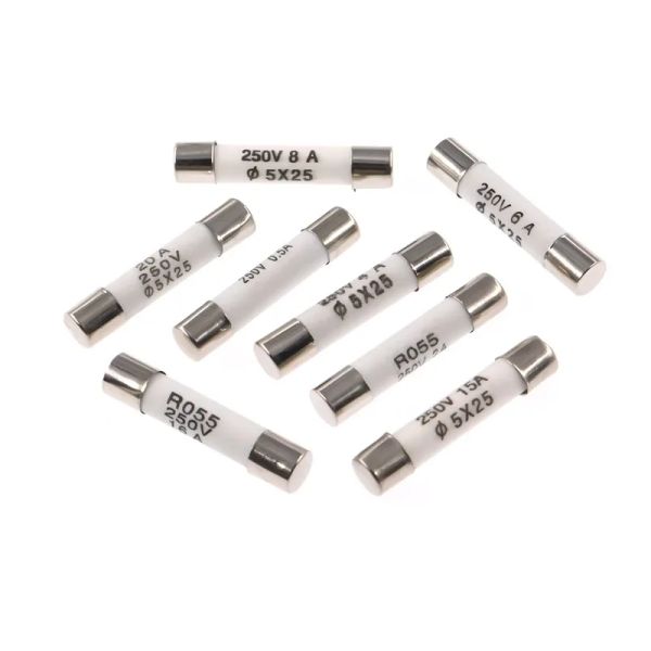 10pcs ro55 Fusible en céramique Fast Blow 5 * 25 mm Fuse 250V 0,5A 1A 2A 3A 4A 6A 8A 10A 15A 20A 25A 30A 5X25