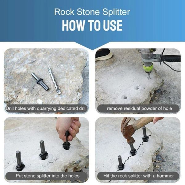 10pcs Rock Stone Splipteurs de 14/16 mm Calages de bouchons et cales de plumes Splitter de pierre de roche en béton outils à main Rock Splipteurs à main aussi
