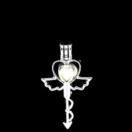 10pcs Romance Heart Key Perle Cage Liscolt Aromatherapy diffuseur Charm Pendant Collier Bracelet pour les bijoux cadeaux