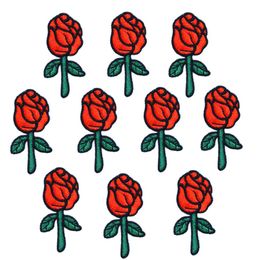 10 pièces Rose patchs pour vêtements sacs fer sur broderie Patch pour jean robe bricolage tissus pour Patchwork coudre sur Badge279H