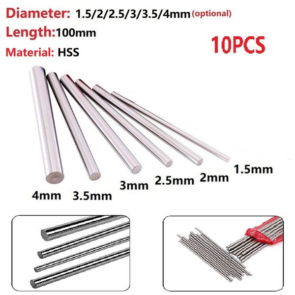 10pcs Bar ronde Srutkank Métrique HSS HSS High Speed Steel Rody Tool HSS Round Turning Tool Bar 1.5 / 2/2,5 / 3/3,5 / 4 mm