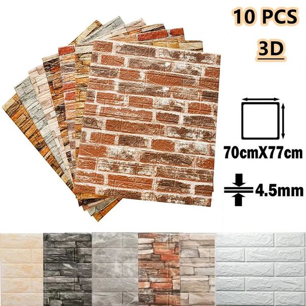 10 Uds. Panel autoadhesivo Fondo de sala de estar ladrillo papel tapiz de espuma impermeable pared del dormitorio DIY decoración de lujo pegatina de pared 3D 240123
