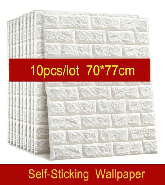 10 Uds. Papel tapiz autoadhesivo impermeable para TV, papel tapiz de ladrillo, pegatina de pared 3D, papel tapiz para habitación, Mural decorativo para dormitorio 7220274
