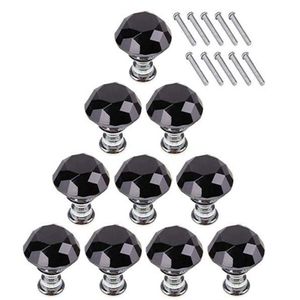 10Pcs set 30mm Diamond Shape Design Crystal Glass Knobs Cupboard Drawer Pull Kitchen Cabinet Door Wardrobe Handles Hardware Crysta323G