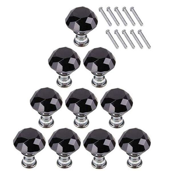 10pcs / set 30mm diamant forme conception cristal verre boutons placard tiroir tirer armoires de cuisine porte armoire poignées matériel Crysta209d