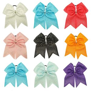 10 stks/set 8 Steentjes Cheer Bow voor Kinderen Boutique Diamanten Lint Grote Haarelastiekjes Voor Meisjes Elastische Haarbanden Haar accessoires 240109