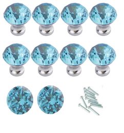 10 -stcs/Set Blue Diamond Shape Crystal Glass Kast Knop Kast Lade Hendel/Geweldig voor kast, keuken en badkamerkasten (30 mm) 2557457
