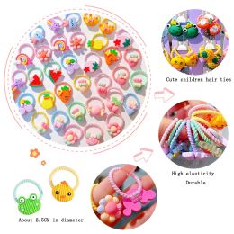 10pcs / ensembles Enfants mignons Animal Fruit Small Elastic Hair Band For Girls Bow Flowers Rubbers Bands Hair Ties Kids Hair Accessoires