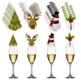 10 stks/set Kerst Beker Kaart Kerst Decoraties voor Huis 2023 Kerstmuts Wijnglas Decor Ornamenten Navidad Noel Nieuwjaar 2024 GC2438