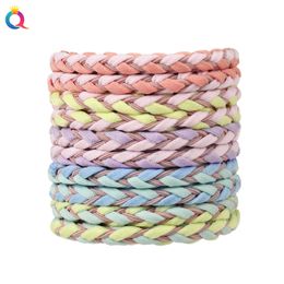 10 pièces/ensemble couleur tresse mode coréenne bandes de cheveux élastiques pour fille enfants haute élastique cheveux cercle cheveux corde accessoires chapeaux coiffure 2648