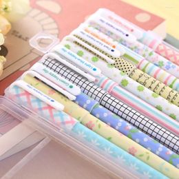 10pcs/set lindos bolígrafos de gel de dibujos animados escritos suaves de tinta colorida neutral con caja de almacenamiento Kawaii Stationery Office Supplies