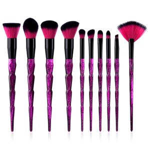 10 stks / set Diamond Crystal Makeup Borstels Sterrent Transparent Makeup Borstels Poeder Gezicht en Eye Foundation Brush Beauty Tools HAA192