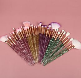 10 unids Set Diamond Pinceles de Maquillaje Kits de Brochas para Polvos Cara Cepillo para Ojos Puff Lot ColorfulBrushes Pinceles para Base Cosméticos de Belleza I3511463