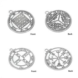 10 pièces/ensemble bricolage Wicca fabrication de bijoux mélange Pentacle de Jupiter/Saturne breloques Talisman clé de salomon sceau pendentif Kabbale païen 2 pièces