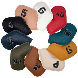 10 pièces/ensemble couvre-tête de fer de golf en cuir PU couvre-tête de club de golf numéro 4-9 ASPX couverture de coin accessoires d'équipement d'entraînement sportif 220626