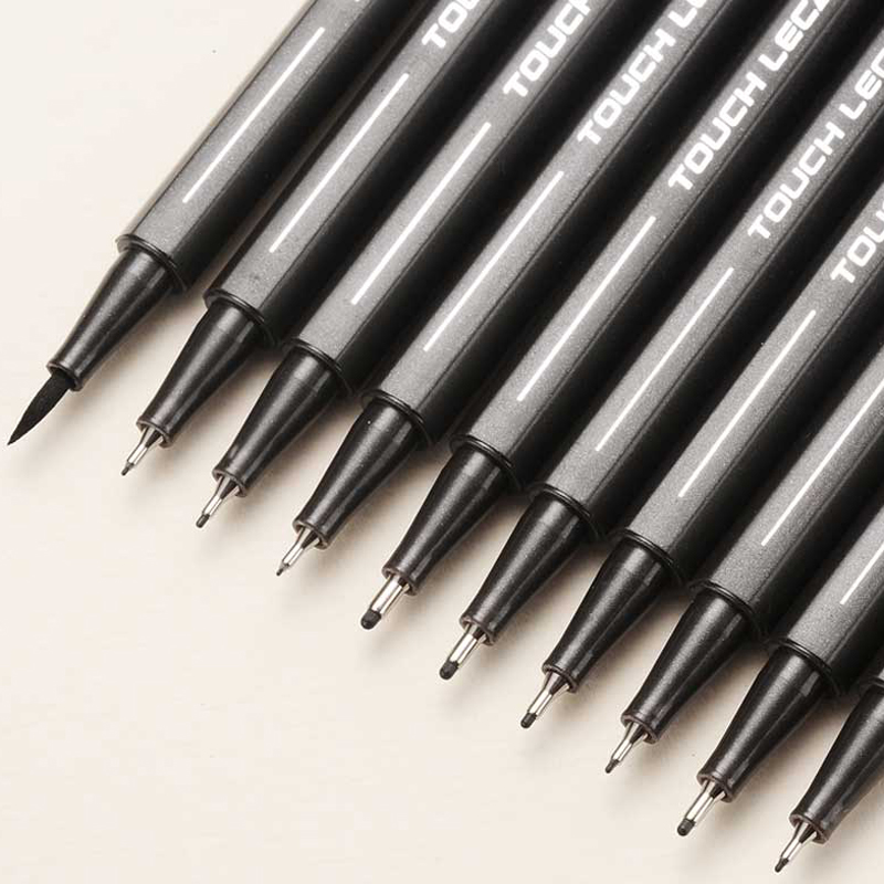 10pcs/set Hand-painted waterproof needle pen for animation design 0.05 0.1 0.2 Brush Tip Black Fineliner Sketching Manga Drawing Pen