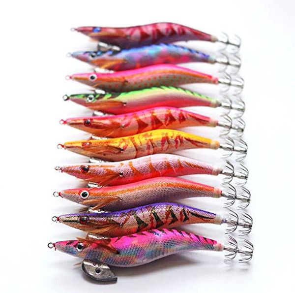 10 unids/set cebo duro luminoso calamar Jig mar pesca señuelo pulpo camarón sepia paraguas gancho plataforma Japón