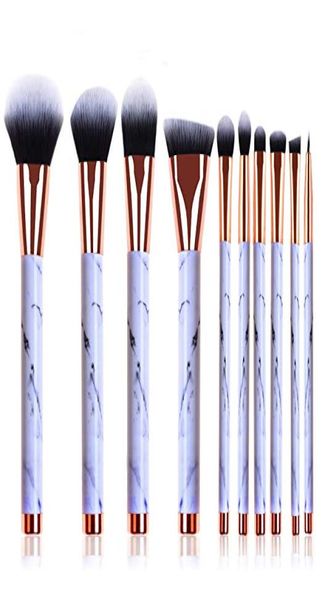 10pcs Set Marble Makeup Brushes Professional Correader Eyeliner Eyeliner Brush Fondation plat pour les femmes outils de beauté 8860362