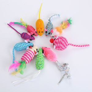 Cat Toys 10 stks / set Mini Mouse Pet Kitten Interactieve Kleurrijke Grappige Sisal Muizen Spelen Speelartikelen