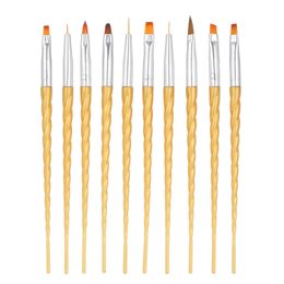 10 unids/set Nail Art Brush Kit Nail Art Tips UV Gel Builder Brush Pintura Dibujo Pen Brush para Nail Art Design Herramientas de manicura W12030