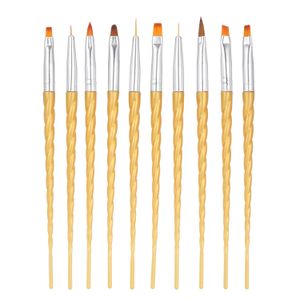 10pcs / set Nail Art Brush Kit Nail Art Conseils UV Gel Builder Brush Peinture Dessin Stylo Brosse pour Nail Art Design Manucure Outils W12030