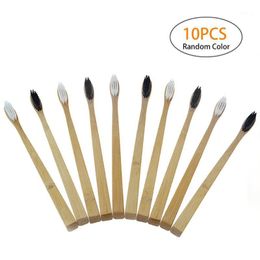 10 stks / set Natuurlijke Pure Bamboe Tandenborstel Soft-Bristle Houtskool Vierkante Houten Handvat Tandenborstels Dental Care Tools1