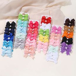 10 -stcs/Zet nieuwe schattige lint bowknot clips voor kinderen handgemaakte nylon bogen haarspeld barettes hoofddeksel babymeisjes haaraccessoires l2405