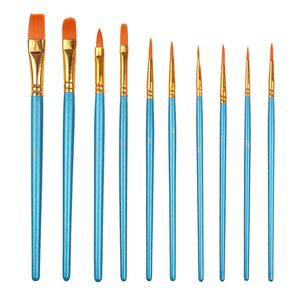 10Pcs/set Paint Brushes Round Pointed Tip Nylon Hair Artist Paintbrushes for Acrylic Oil Watercolor,Face Nail Art,Fine Detail JK2101KD