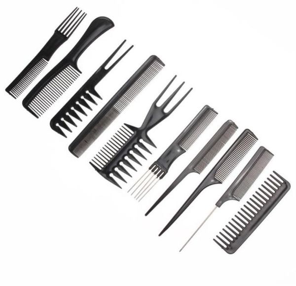 10pcs set profesional cepillo para el cabello salón barbero antistático peinados peinados peluqueros peinados herramientas de estilo de cuidado del cabello2656024762