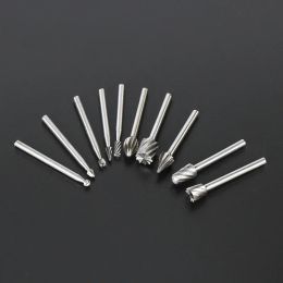 10pcs Set Rotary Tools Router Bit 1/8 "(3 mm) Couber HSS Router en carbure de gravure