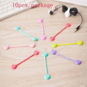 10 pièces/ensemble Silicone souple fil magnétique câble organisateur clé cordon écouteur support de stockage Clips câble enrouleur pour câble de données