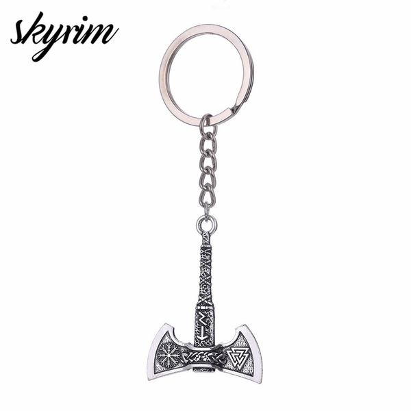 10 pièces/ensemble Talisman Vintage nordique Viking Valknut hache amulette pendentif à breloque porte-clés porte-clés porte-anneau pour hommes femmes cadeau