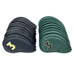 10pcs / set blanc / noir / rouge / vert cuir PU en option avec numéro de golf club de golf couvercle 3/4/5/6/7/8/9 / a / p / s 240409