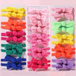 10pcs / set Femmes Girls Bowknot Bands Hairs 4cm Bands élastiques Colorful Bow Scrunchies Headwear Girls Hair Accessories Gift