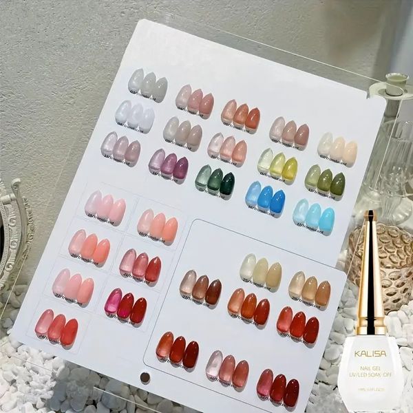 10pcs Sheer Ice Clear Jelly Crystal Gel Vernis à Ongles - Effet Coquille d'Oeuf Translucide pour Manucure DIY - Soak Off UV/LED