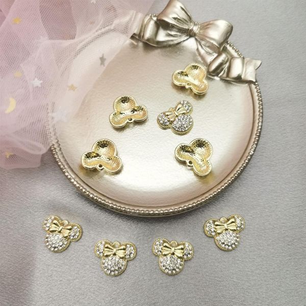 10 pièces brillant mignon tête de souris breloques avec cristaux pendentifs simples ajustement bijoux cadeau d'anniversaire accessoires artisanat en gros