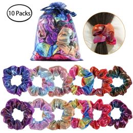 10 -stks glanzende metalen scrunchies Hair Mermaid Elastics Hair Bands Scrunchy Ponytail Holder Accessoires For Women Girls