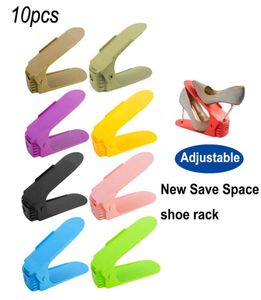 10pcs Slots de chaussures Organisateur de chaussures à chaussures réglables Organisateur de chaussures Double couche Saver Saver Rack Sheder Shelf2075158