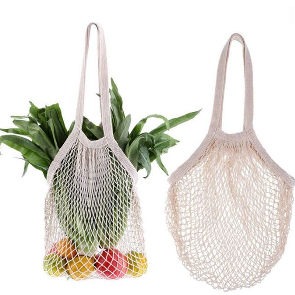 10pcs sacs à provisions sacs à main shopper fourre-tout maille net sacs en coton tissé chaîne réutilisable sac de rangement de fruits sac à main sacs de rangement réutilisables en vente