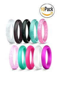 10 stuks siliconen trouwring voor vrouwen dun en stapelbaar duurzaam rubber veilige band voor liefde paar souvenir buiten actief Exer7153080